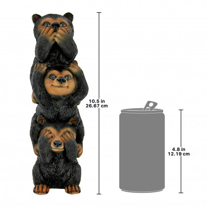 Toscano - Backwoods Troublemakers SpeakHearSee No Evil Black Bear Statue