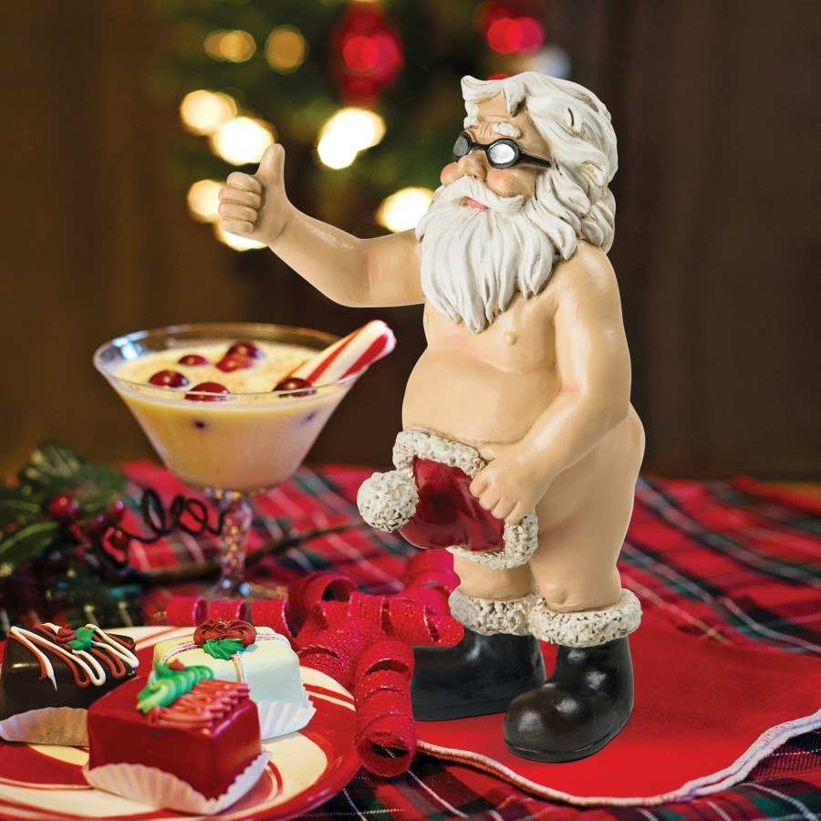 Toscano - Santa UnwrappedBuck-Naked Father Christmas Holiday Statue