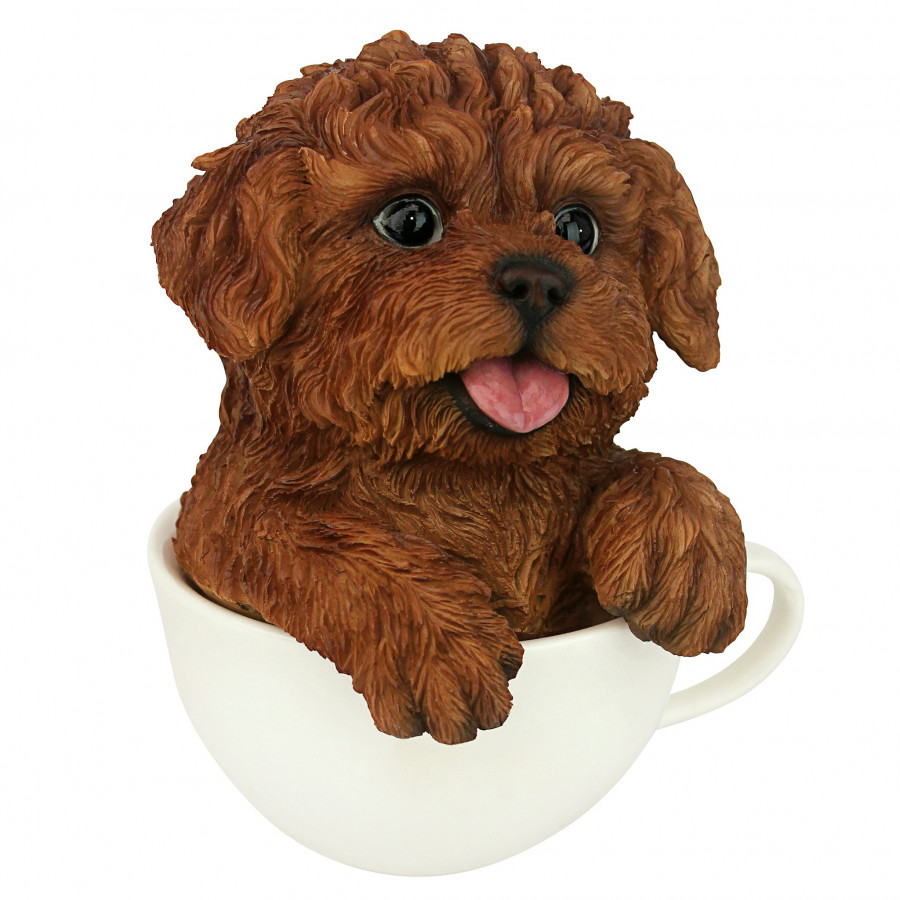 Toscano Puppuccino Puppy Collectible Dog Statue - Red Poodle