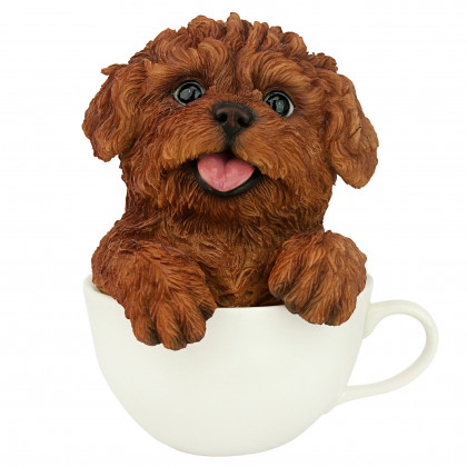 Toscano Puppuccino Puppy Collectible Dog Statue - Red Poodle