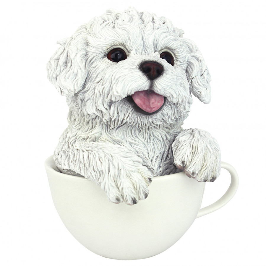 Toscano Puppuccino Puppy Collectible Dog Statue - White Maltese