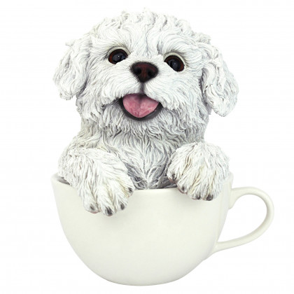 Toscano Puppuccino Puppy Collectible Dog Statue - White Maltese
