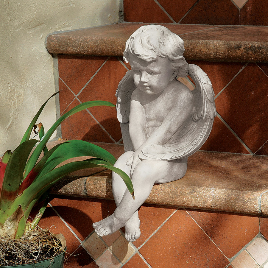 Toscano - Angel of Meditation Sitting Cherub Statue
