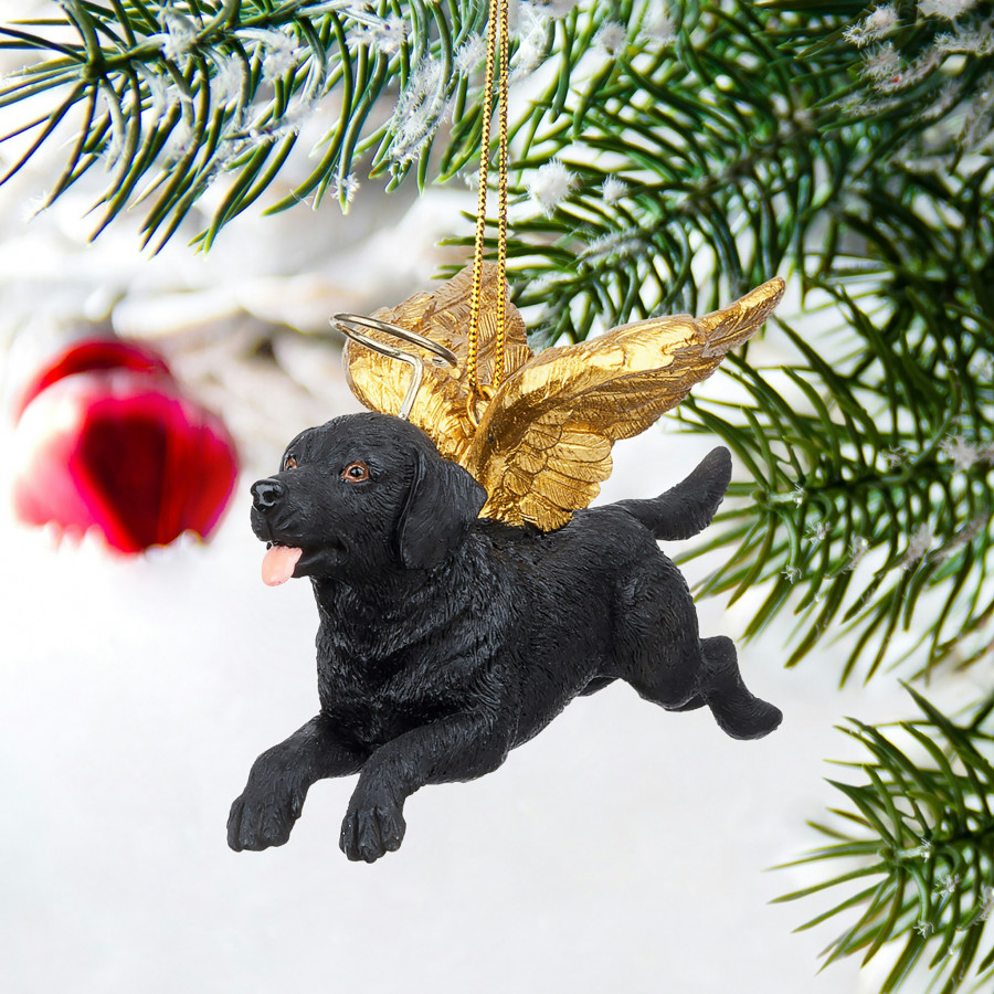 Toscano - Honor Your Pet Black Lab Holiday Dog Angel Ornament
