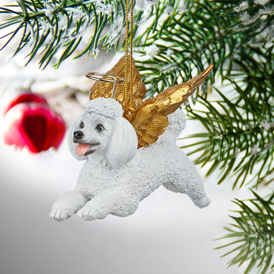 Toscano - Honor Your Pet White Poodle Holiday Dog Angel Ornament