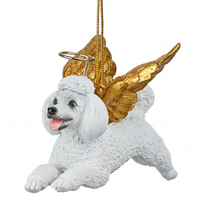 Toscano - Honor Your Pet White Poodle Holiday Dog Angel Ornament