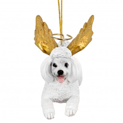 Toscano - Honor Your Pet White Poodle Holiday Dog Angel Ornament