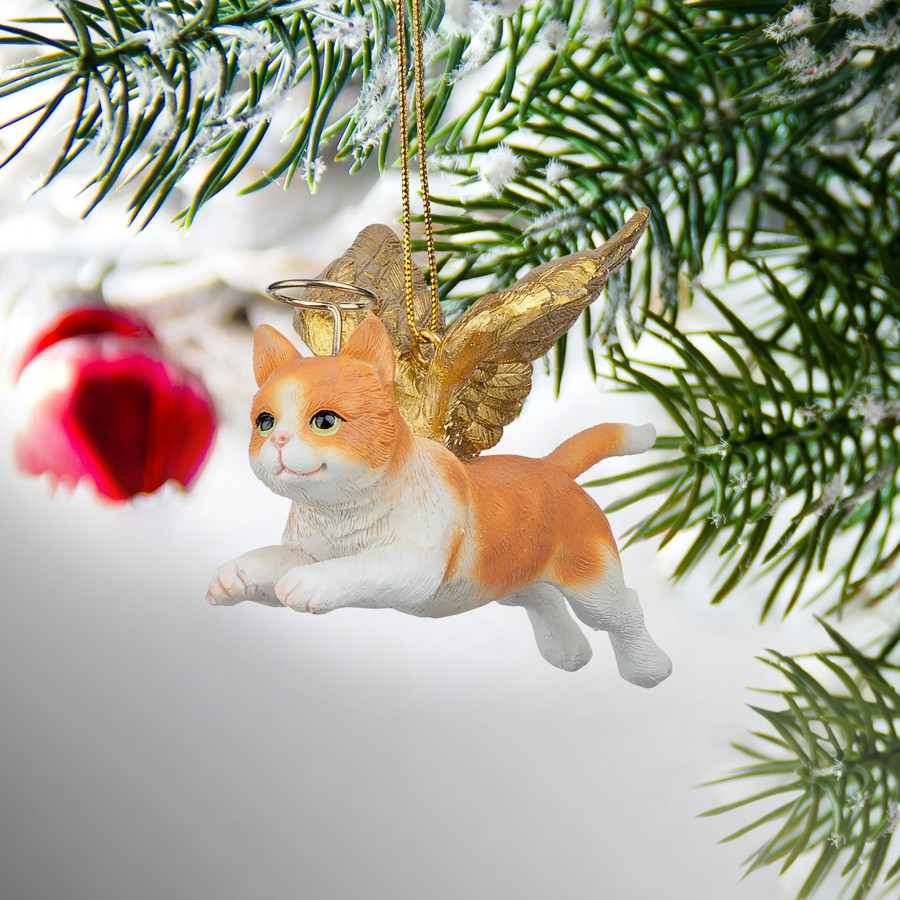 Toscano - Honor Your Pet Orange Tabby Holiday Cat Angel Ornament