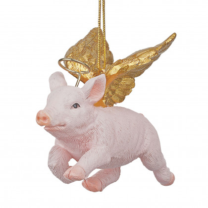 Toscano - Hog Heaven Flying Pig Angel Holiday Ornament