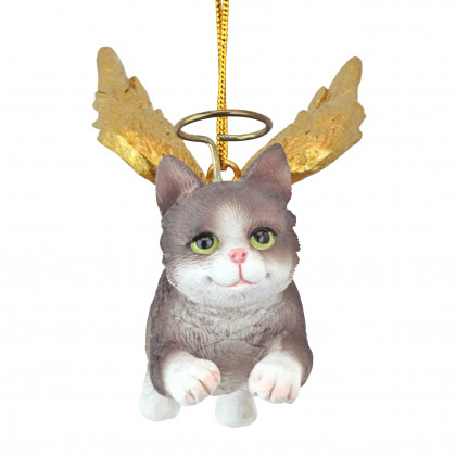 Toscano - Honor Your Pet Grey Tabby Holiday Cat Angel Ornament