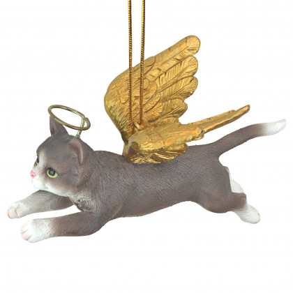 Toscano - Honor Your Pet Grey Tabby Holiday Cat Angel Ornament