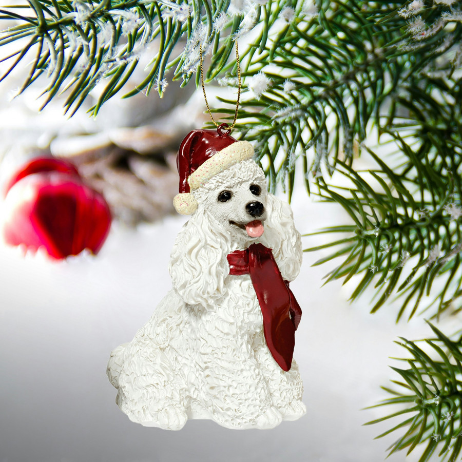 Toscano - White Poodle Holiday Dog Ornament Pet Decoration