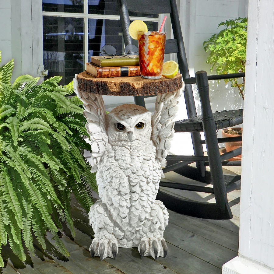 Toscano - Wisdom Owl Sculptural Side Table in Designer Resin