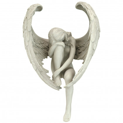 Toscano - The Anguished Angel Long-Winged Sitting Statue