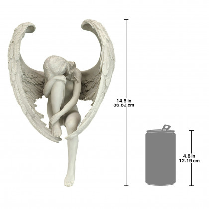 Toscano - The Anguished Angel Long-Winged Sitting Statue