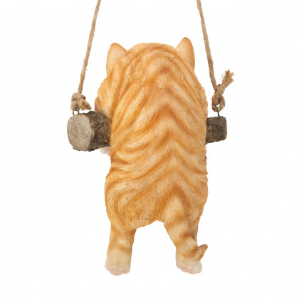 Toscano - Orange Tabby Kitty On a Perch Hanging Cat Sculpture