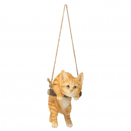 Toscano - Orange Tabby Kitty On a Perch Hanging Cat Sculpture