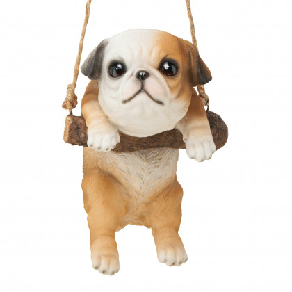 Toscano - Bulldog Puppy on a Perch Hanging Dog Sculpture