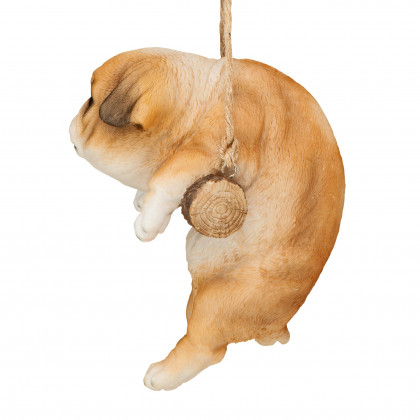 Toscano - Bulldog Puppy on a Perch Hanging Dog Sculpture