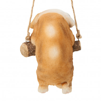 Toscano - Bulldog Puppy on a Perch Hanging Dog Sculpture