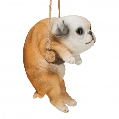 Toscano - Bulldog Puppy on a Perch Hanging Dog Sculpture