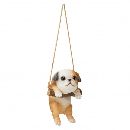 Toscano - Bulldog Puppy on a Perch Hanging Dog Sculpture