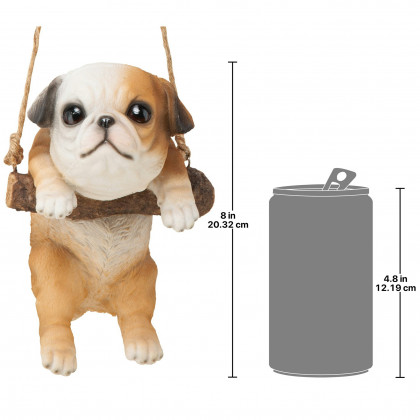 Toscano - Bulldog Puppy on a Perch Hanging Dog Sculpture