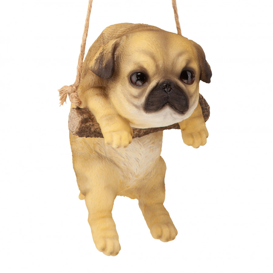 Toscano - Pug Puppy on a Perch Hanging Dog Sculpture