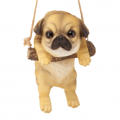 Toscano - Pug Puppy on a Perch Hanging Dog Sculpture