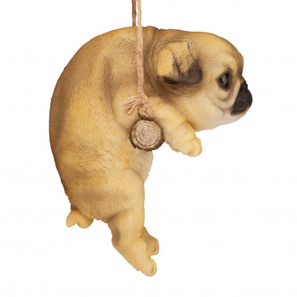 Toscano - Pug Puppy on a Perch Hanging Dog Sculpture