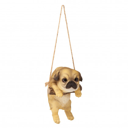 Toscano - Pug Puppy on a Perch Hanging Dog Sculpture