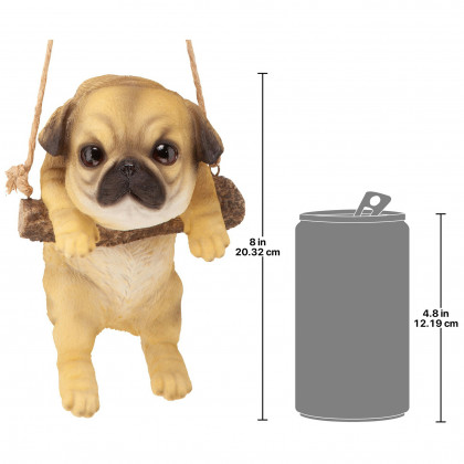 Toscano - Pug Puppy on a Perch Hanging Dog Sculpture