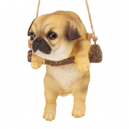 Toscano - Pug Puppy on a Perch Hanging Dog Sculpture