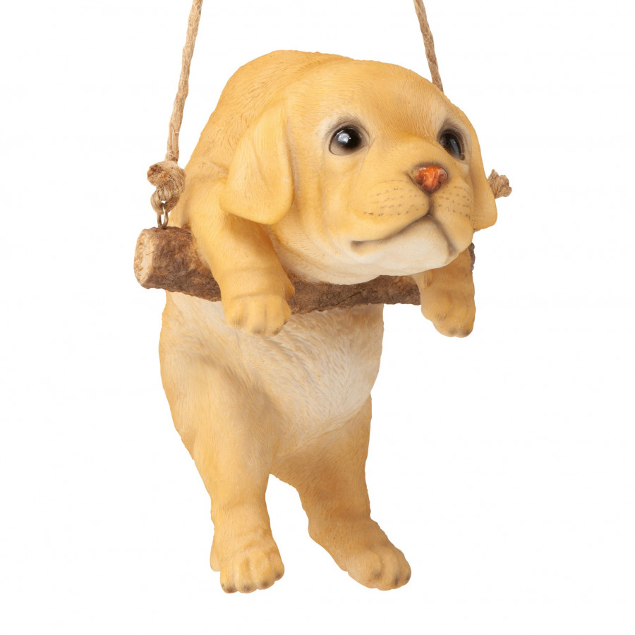 Toscano - Yellow Lab Puppy on a Perch Hanging Dog Sculpture
