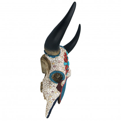 Toscano Mystic Plains Warrior Faux Gem Encrusted Cow Skull Wall Sculpture - Large