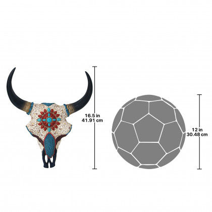 Toscano Mystic Plains Warrior Faux Gem Encrusted Cow Skull Wall Sculpture - Large