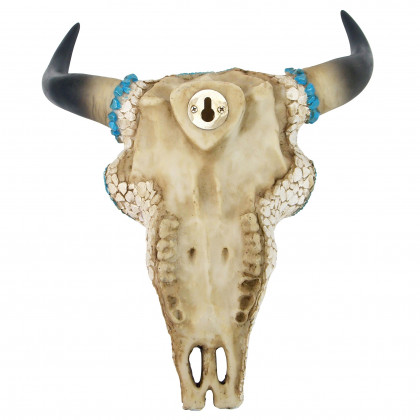Toscano Mystic Plains Warrior Faux Gem Encrusted Cow Skull Wall Sculpture - Medium