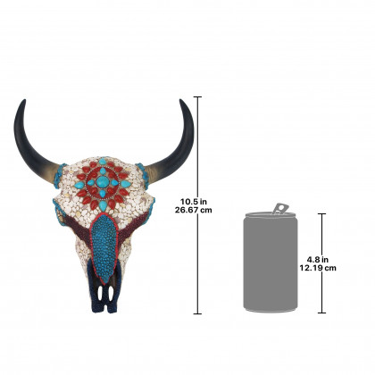Toscano Mystic Plains Warrior Faux Gem Encrusted Cow Skull Wall Sculpture - Medium