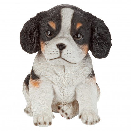 Toscano - Black  White Cavalier King Charles Puppy Partner Collectible Dog Statue