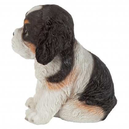 Toscano - Black  White Cavalier King Charles Puppy Partner Collectible Dog Statue