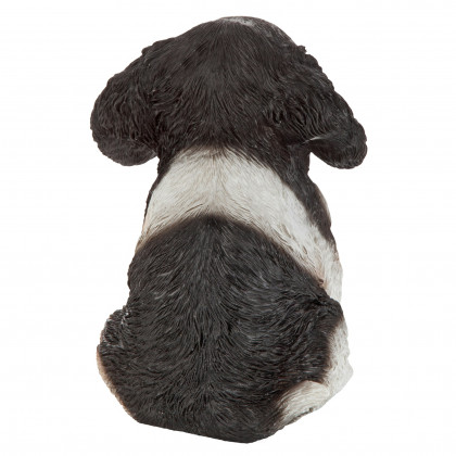 Toscano - Black  White Cavalier King Charles Puppy Partner Collectible Dog Statue