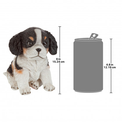 Toscano - Black  White Cavalier King Charles Puppy Partner Collectible Dog Statue
