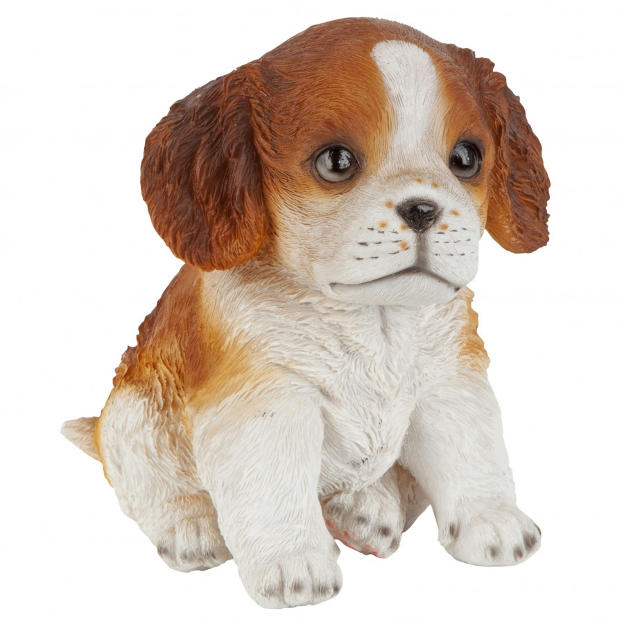 Toscano - Red  White Cavalier King Charles Puppy Partner Collectible Dog Statue