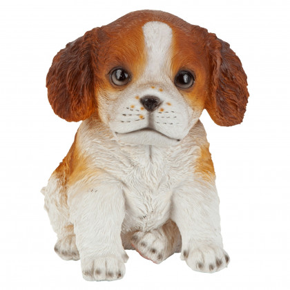 Toscano - Red  White Cavalier King Charles Puppy Partner Collectible Dog Statue