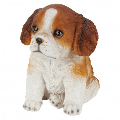 Toscano - Red  White Cavalier King Charles Puppy Partner Collectible Dog Statue