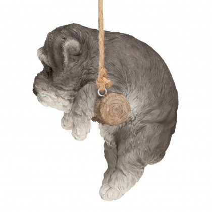Toscano - Mini Schnauzer Puppy on a Perch Hanging Dog Sculpture