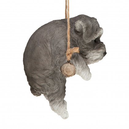 Toscano - Mini Schnauzer Puppy on a Perch Hanging Dog Sculpture