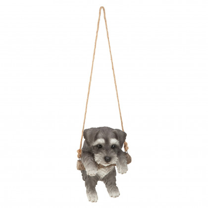 Toscano - Mini Schnauzer Puppy on a Perch Hanging Dog Sculpture