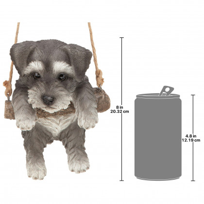 Toscano - Mini Schnauzer Puppy on a Perch Hanging Dog Sculpture