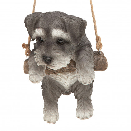 Toscano - Mini Schnauzer Puppy on a Perch Hanging Dog Sculpture